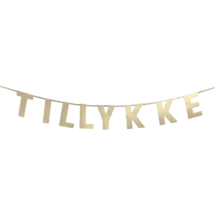 Salling guirlande "tillykke" L: 2,5 meter - Guld