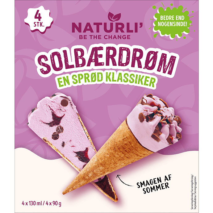 Vegansk is m. solbærfyld og lys chokolade glutenfri