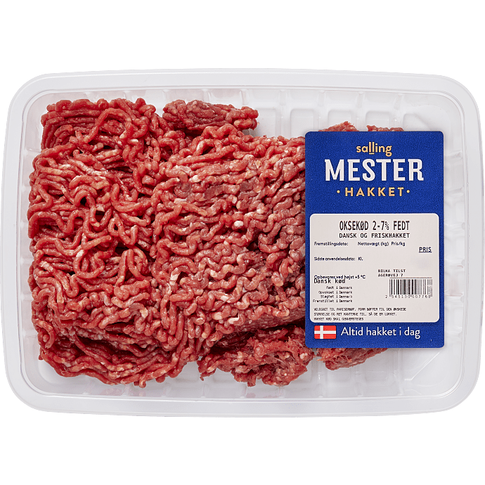 Hakket oksekød 2-7% fedt (OBS 1 dags holdbarhed)