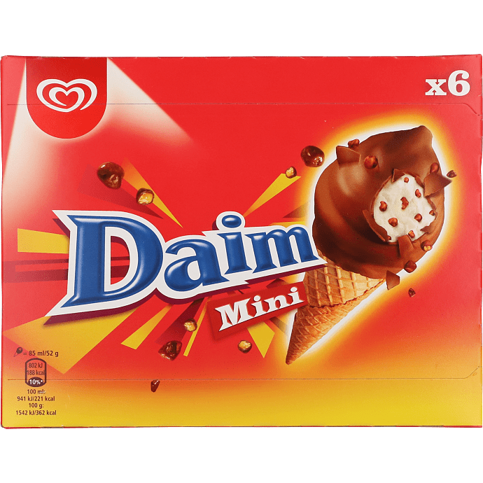 Mælkeis m. daimstykker og overtræk m. chokoladesmag mini