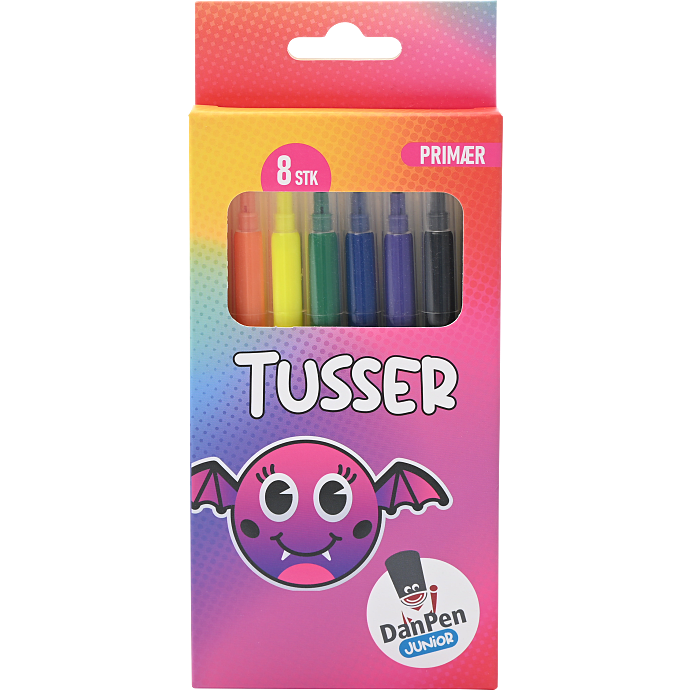 Danpen junior tusser primære farver 8-pak