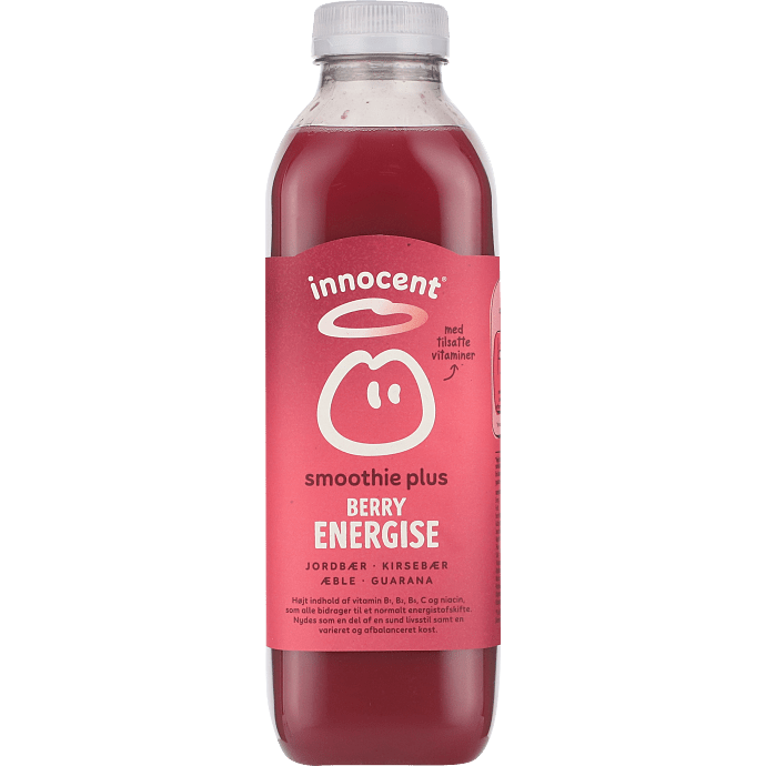 Smoothie m. jordbær, kirsebær, æble, guarna og hørfrø