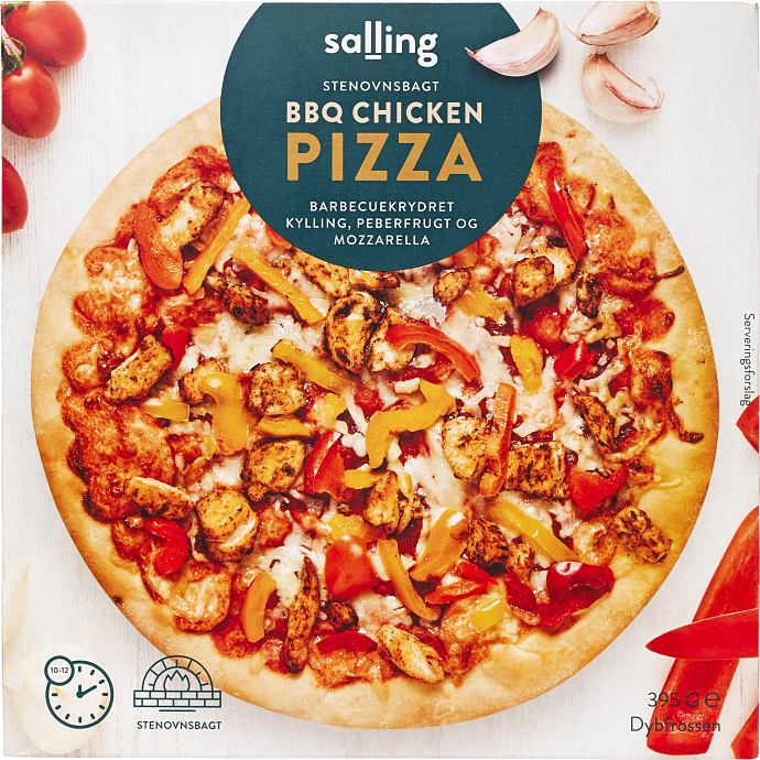 Pizza m. kylling og barbecuesmag