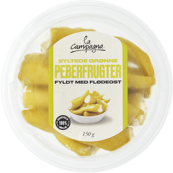 Syltede grønne peberfrugter m. flødeost