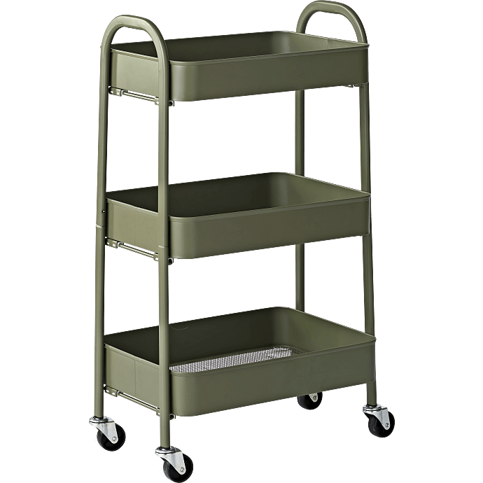 Blom trolley med 3 hylder - mørkegrøn