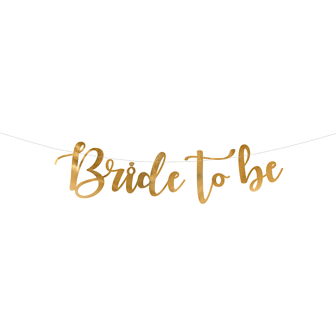 Banner "Bride to be" 80x19 cm - guldfarvet
