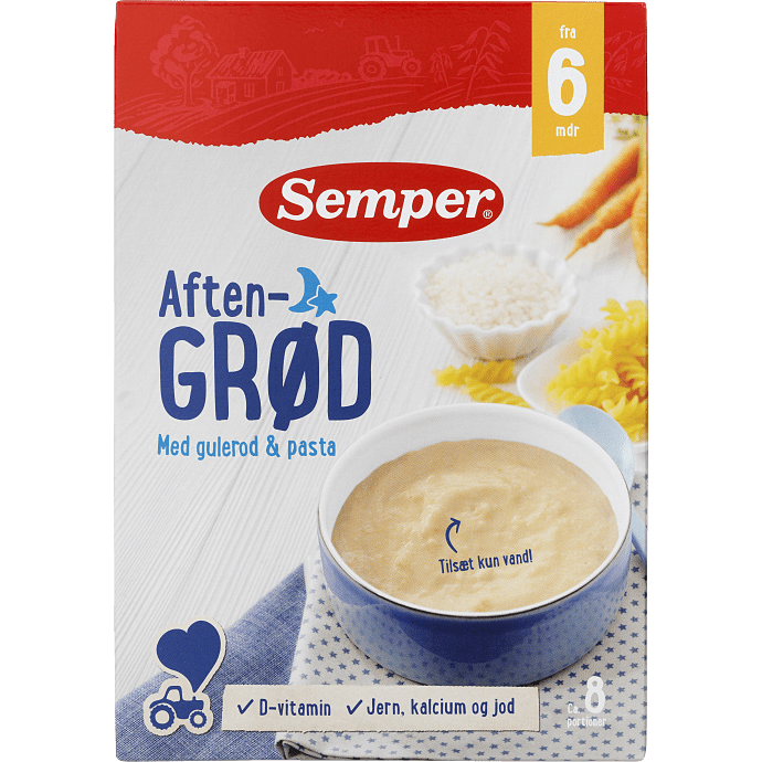 Grød m. ris, pasta og gulerod fra 6 mdr.