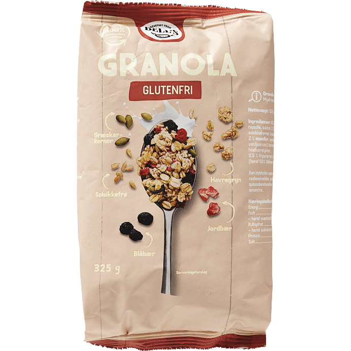 Granola m.. Græskarkerner, blåbær og jordenbær glutenfri