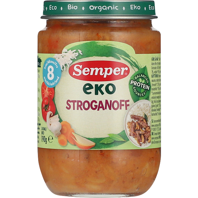 Mos m. bøf stroganoff fra 8 mdr. øko
