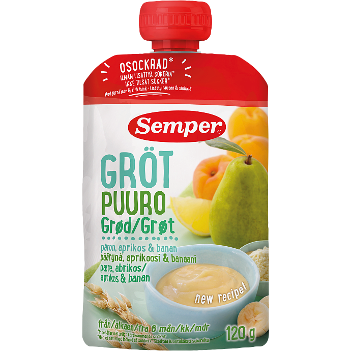 Grødsmoothie m. pære og abrikos fra 6 mdr.