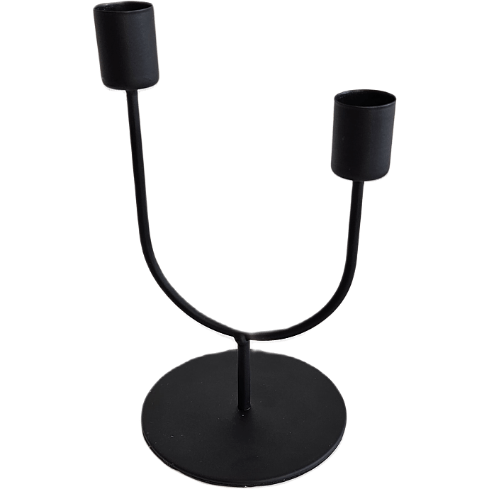 Lysestage H:19 cm - sort