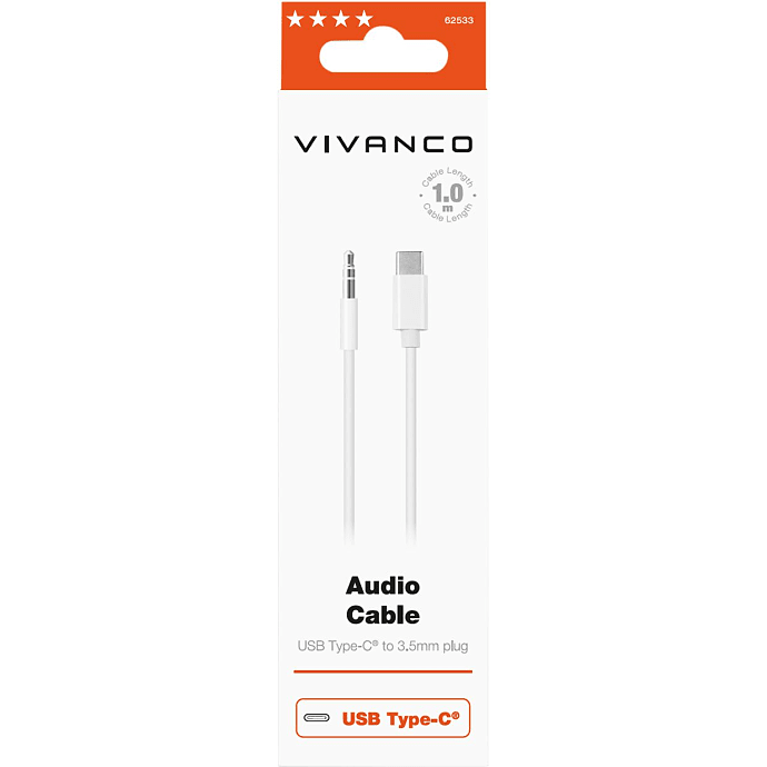Vivanco lydadapterkabel 1 meter - hvid