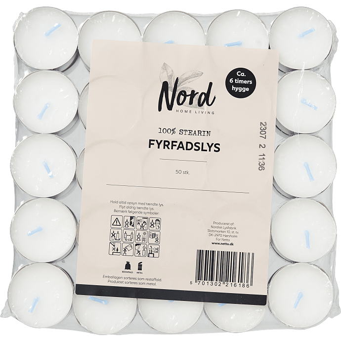 Nord fyrfadslys 50-pak - hvid