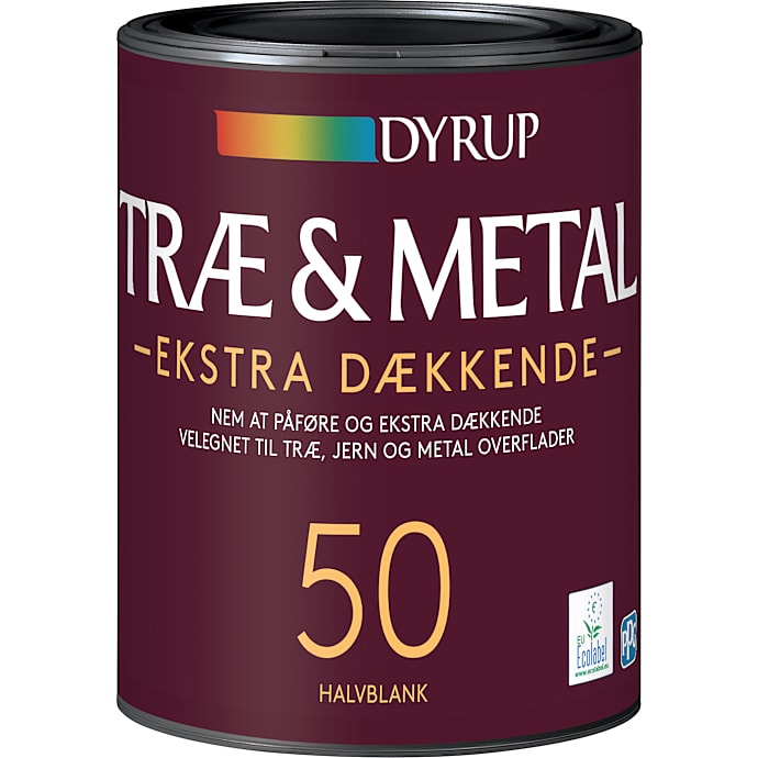 Dyrup træ & metal maling ekstra dækkende 0,75 liter - hvid