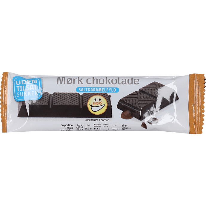 Mørk chokoladebar m. saltkaramelfyld