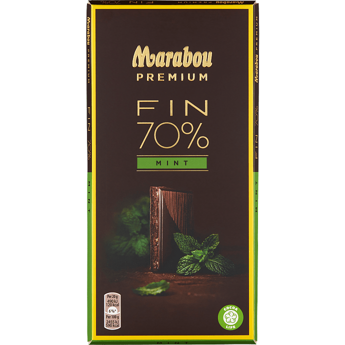 Mørk chokolade 70% kakao m. mint