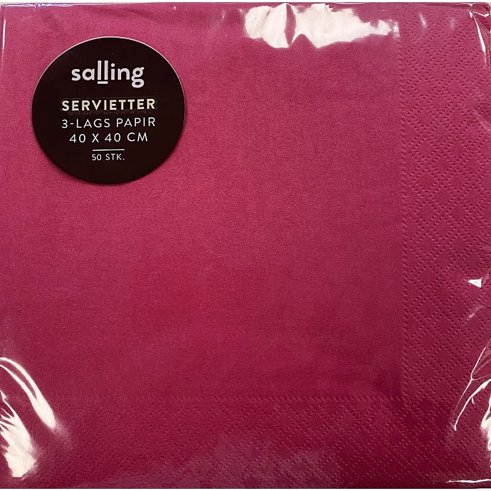 Salling ensfarvede servietter 40x40 cm 50-pak - cerise
