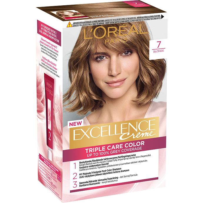 Permanent hårfarve 7 Blonde m. balsam og pro-keratin, ceramid og ionene G