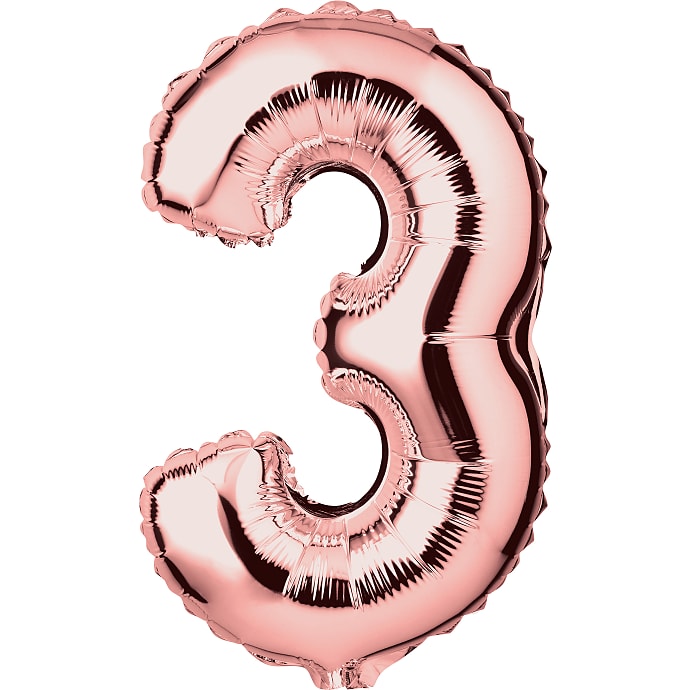 Salling folieballon " 3" H: 35 cm - flere varianter - assorteret