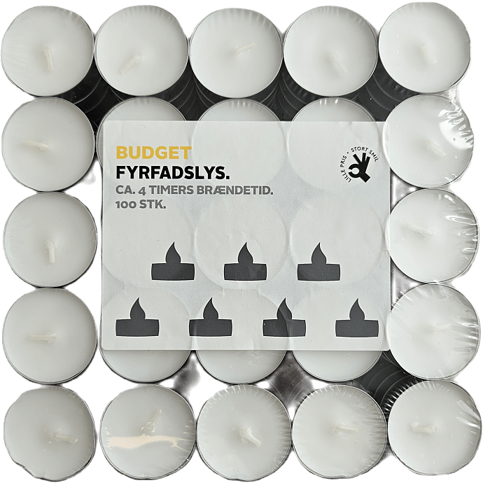 Budget fyrfadslys, 100-pak - hvid