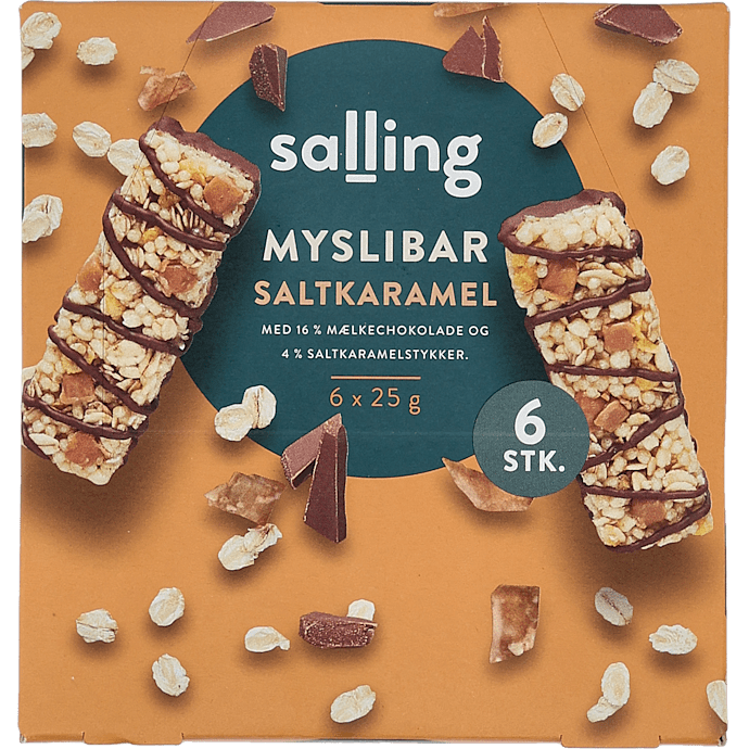 Müslibar m. mælkechokolade og saltkaramel