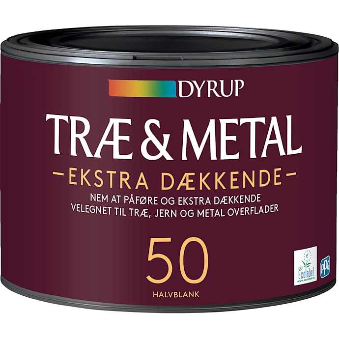 Dyrup træ & metal maling ekstra dækkende 0,38 liter - hvid