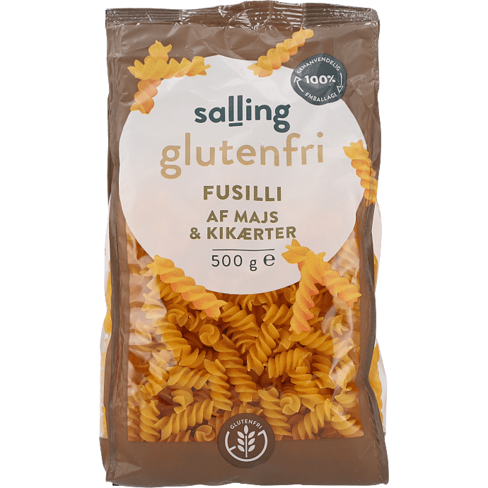 Fusilli af majs og kikærter glutenfri