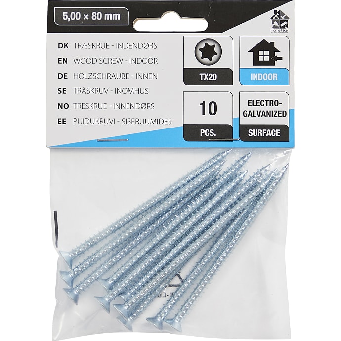 HomeFixer skruer 5.0x80 mm 10 stk