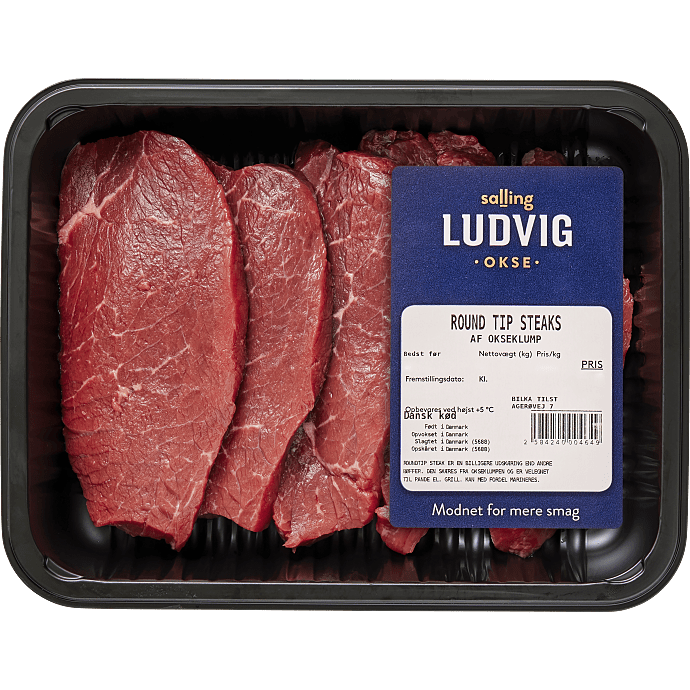 Round tip steaks af okseklump