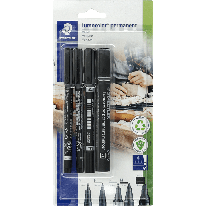 STAEDTLER Lumocolor marker mix 4-pak - sort