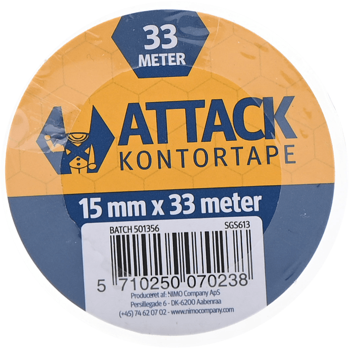 Danpen attack kontortape 15 mm x 33 meter