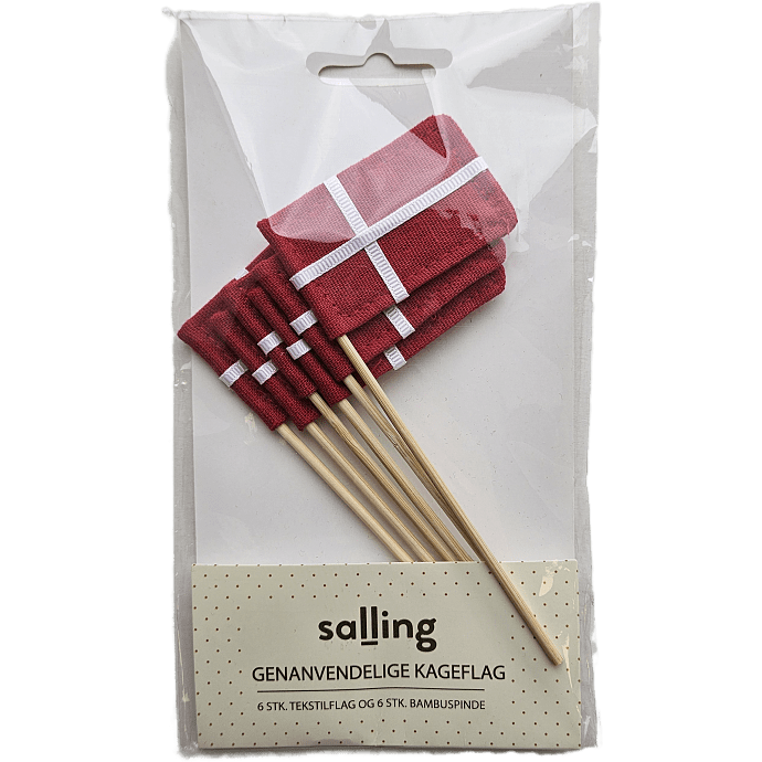 Salling genanvendelige kageflag H: 13 cm 6-pak - Dannebrog