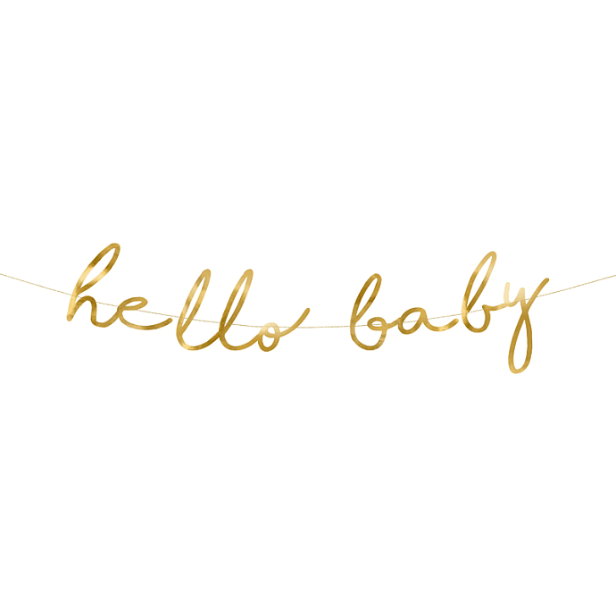 Banner "Hello baby" 18 x 70 cm - Guld