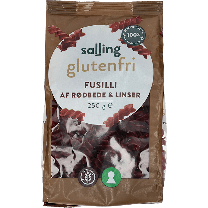 Fusilli af rødbede og linser glutenfri
