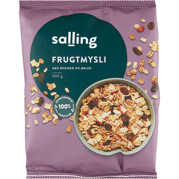 Müsli m. rosiner og æbler