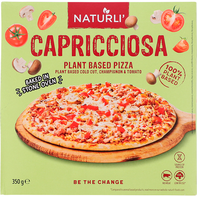 Pizza m. champignon og tomat vegansk