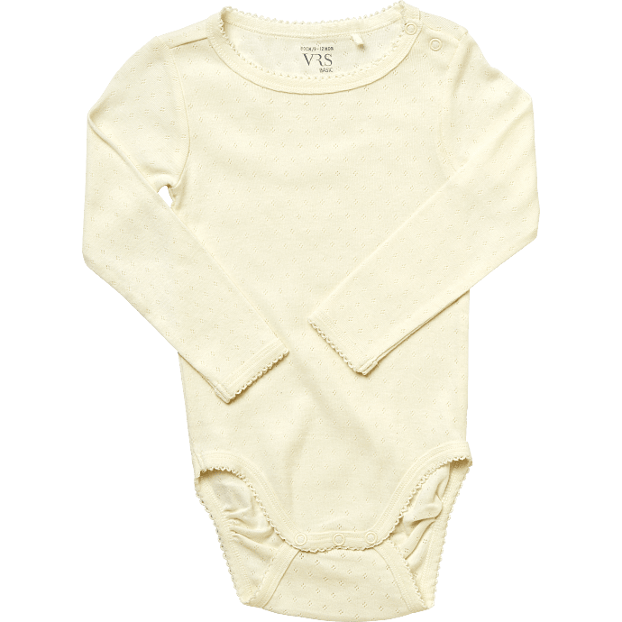 VRS baby body langærmet str. 56 - råhvid