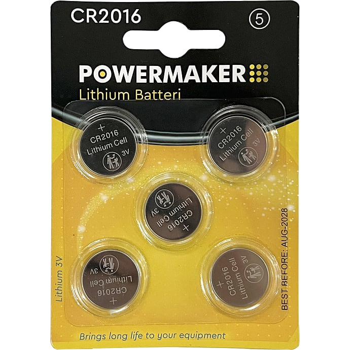 Powermaker knapcellebatterier CR2016 5-pak