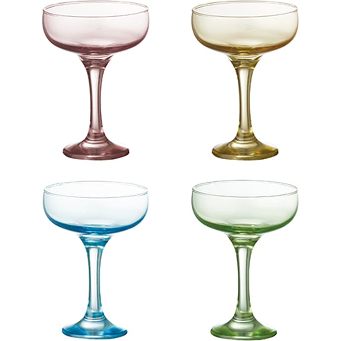 Aida farvede champagneglas - flere varianter - assorteret