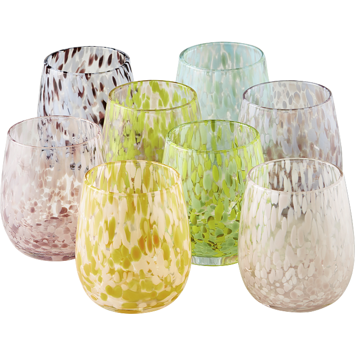 Glas med farvede prikker – assorteret