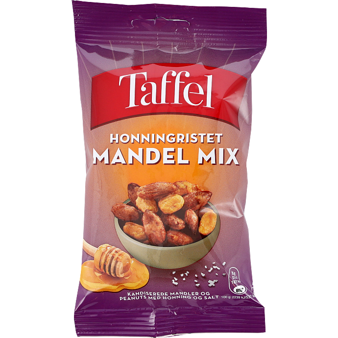 Honningristede mandler og ristede peanuts