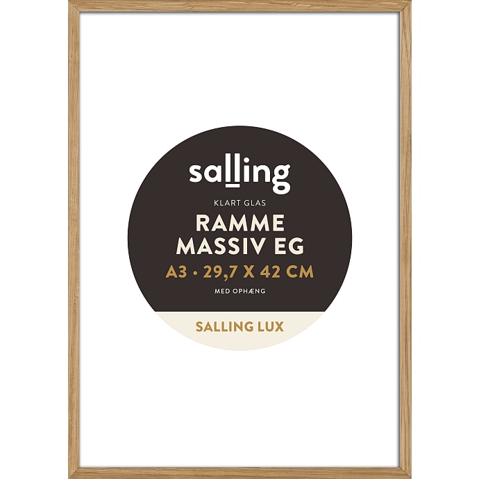 Ramme i massiv eg m. glas - 29,7x42 cm
