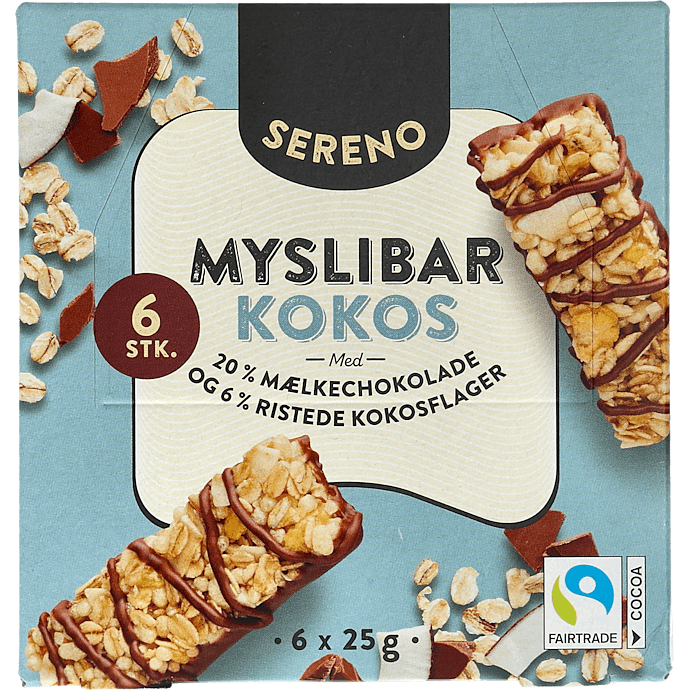 Müslibarer m. chokolade og kokos