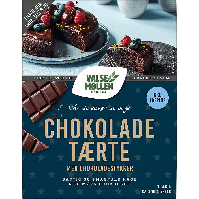 Chokoladetærte m. chokoladestykker