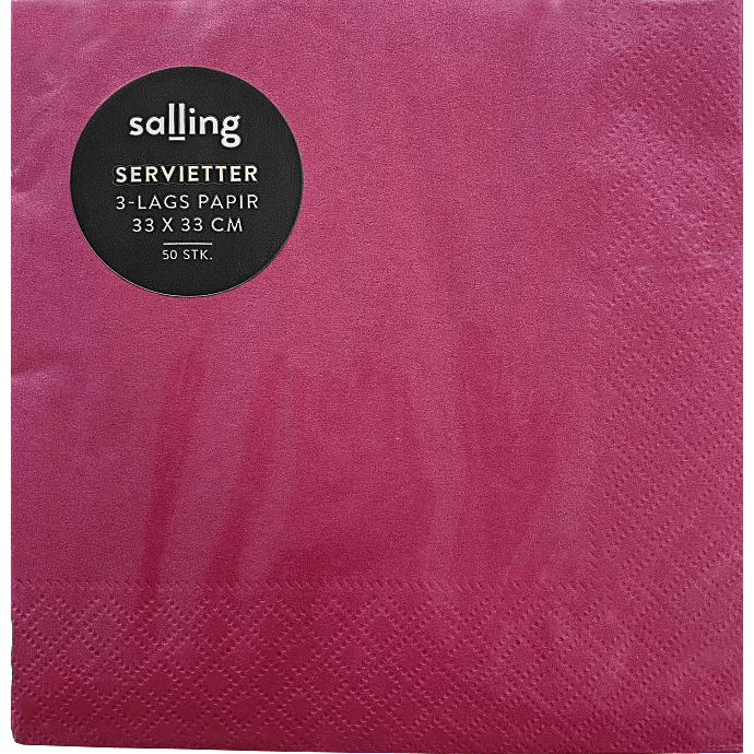 Salling ensfarvede servietter 33x33 cm 50-pak - cerise