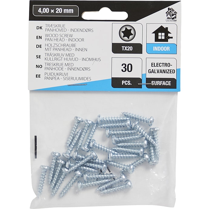 HomeFixer panhovedet skrue 4x20mm 30 stk