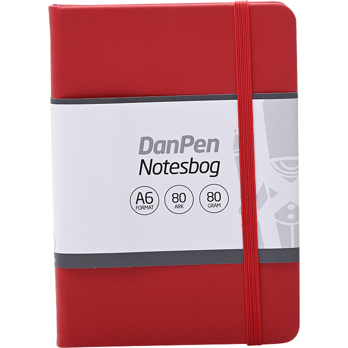 Danpen notesbog PU A6 - rød