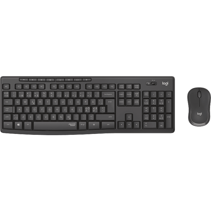 Logitech MK295 Silent tastatur og mus - Pan Nordic - grafit