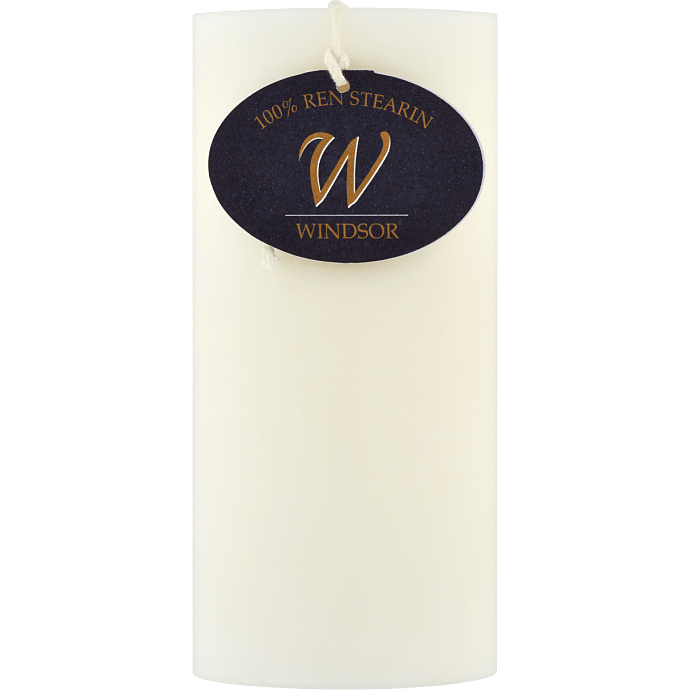 Windsor bloklys ren stearin 7x15 cm - hvid