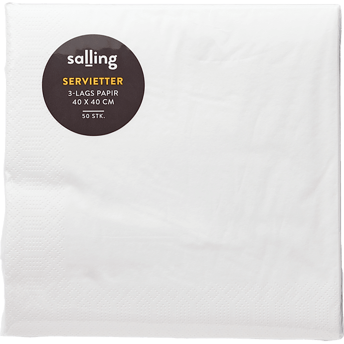 Salling ensfarvede servietter 40x40 cm 50-pak - hvid